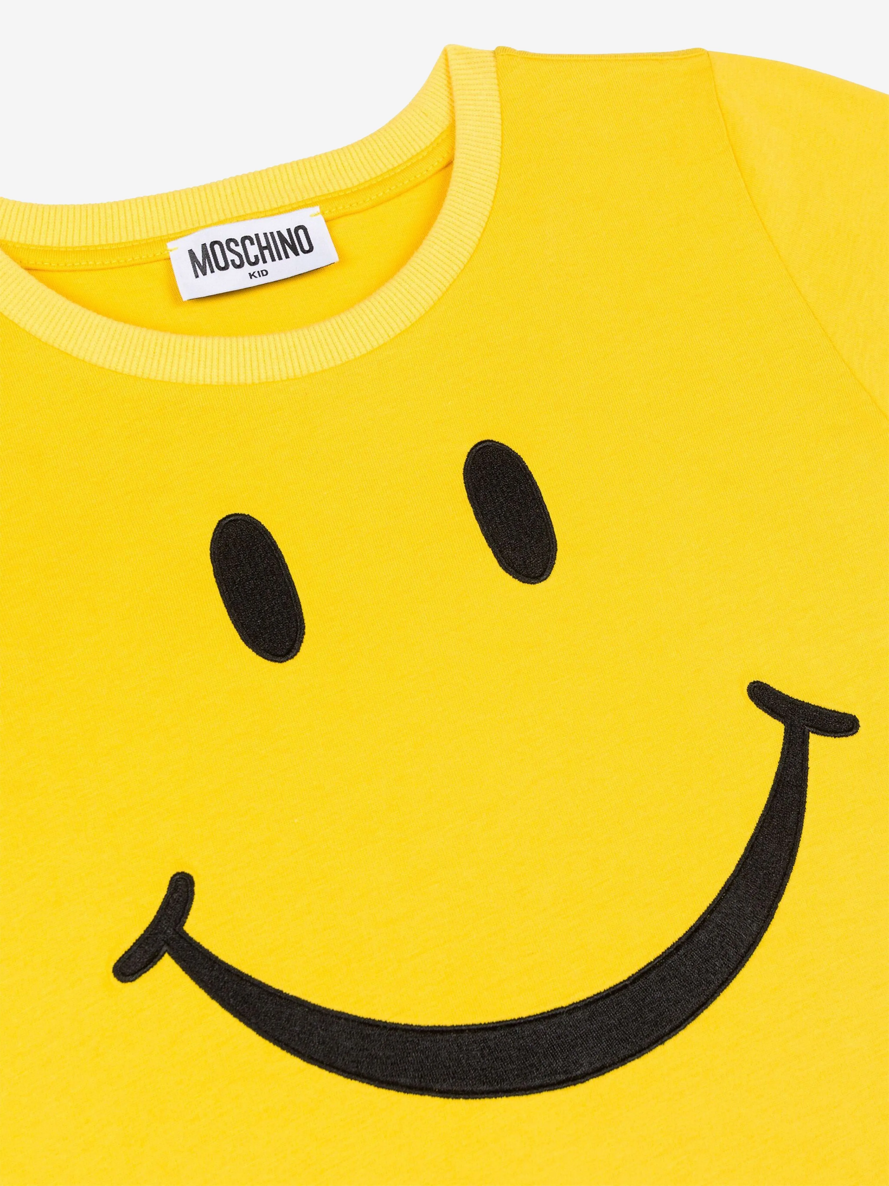 Moschino Kids Smiley Face T-Shirt in Yellow